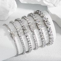 QIUHAN OEM S925 Bracelet de Tennis en diamant étincelant en argent Sterling 925 Zircon plaqué argent pour femmes 1 pièces/sac d'opp
