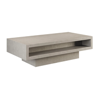 Table basse rectangulaire gris béton avec 2 tiroirs et rangement ouvert pour la décoration intérieure Meubles de salon en bois MDF