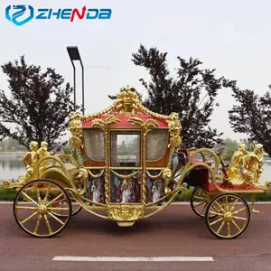 Carro eléctrico de lujo del caballo real dorado, carro de lujo del caballo real, fabricante de China, carro del caballo real de la princesa