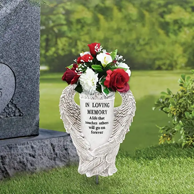 Cemitério Túmulo Decoração Asas de Anjo Presentes Memorial Vasos com Picos de Estátuas Do Jardim À Prova D' Água