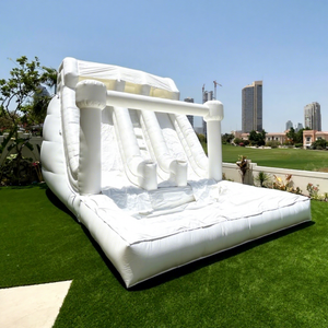 Commercial bounce house combo jumping bouncy castle white inflatable double <b>slide</b> with water <b>pool</b> for kids - Product Image 1