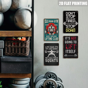 Targa in Metallo con Citazione Motivazionale per Palestra: La Vita Ha i Suoi Alti e i Suoi Bassi, Squat, Decorazione Rustica da Parete per Casa, Palestra, Garage, Sala Allenamento - Product Image 5