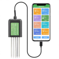 Capteur de sol NPK intelligent 7-en-1 en plastique avec écran LCD et piles AAA |   Analyseur d'humidité, de température et de pH EC avec interface USB pour