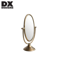 Miroir de table ovale pivotant en laiton antique DX Designs, miroir de maquillage de bureau en métal pour la décoration de la salle de maquillage et de la chambre à coucher