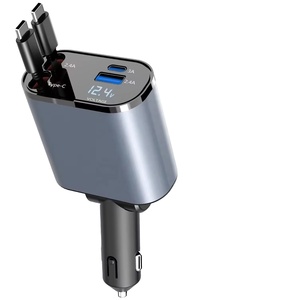 <span class=keywords><strong>Chargeur</strong></span> de voiture rétractable 4 en 1 <span class=keywords><strong>66W</strong></span> USB Type C PD à charge rapide avec affichage numérique LED pour téléphone, ordinateur portable, <span class=keywords><strong>chargeur</strong></span> de voiture - Product Image 2