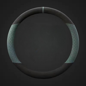 버건디 중형 37cm D 모양 스웨이드 자동차 핸들 커버 - Product Image 5