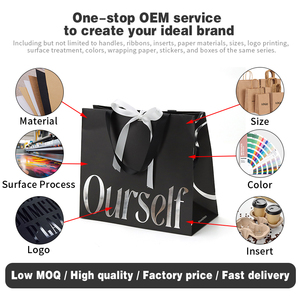 <span class=keywords><strong>Sac</strong></span> fourre-tout pliable en papier noir avec impression numérique et logo argenté à chaud, emballage <span class=keywords><strong>de</strong></span> luxe pour le shopping, pliable avec ruban, vente en gros - Product Image 4