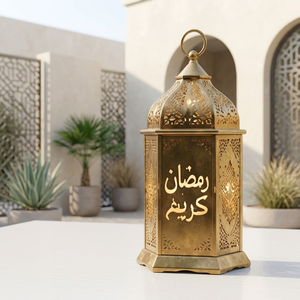 Latest Hot Selling Ramadan Kareem Home Decoration <b>Brass</b> Antique Metal Moroccan Candle <b>Lantern</b> - Product Image 1