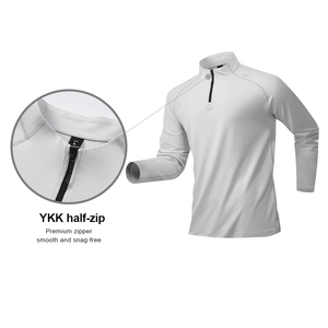 เสื้อกีฬาแขนยาวผู้ชายแบบซิป แห้งเร็ว สีพื้น เรียบง่าย สไตล์ลำลอง รับผลิตแบบ ODM OEM - Product Image 3