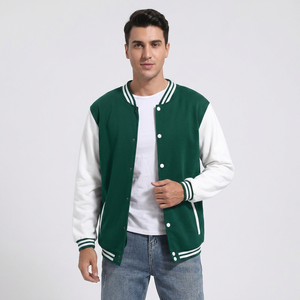 2025 Green and <b>White</b> Sleeves <b>Men</b> Varsity <b>Jackets</b> Custom Baseball Varsity <b>Jacket</b> High Quality for <b>Men</b> <b>Jacket</b> For <b>Men</b> - Product Image 1