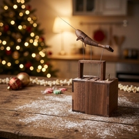 Automate musical cinétique en bois sculpté à la main en forme de narval, objet d'art dynamique, ornement de bureau pour musées, boutiques de cadeaux et espaces commerciaux