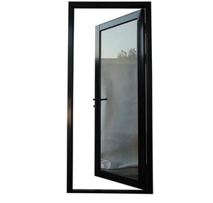 Puerta de baño de aluminio personalizada, diseño 2025, puerta de vidrio cepillado impermeable para baño comercial - Product Image 1