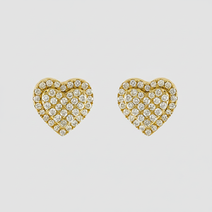 1/2 Carat Real round Natural Cluster Diamond Heart-Shaped <b>Stud</b> <b>Earring</b> in 10K Yellow Gold - Product Image 2
