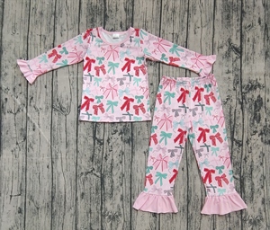 RTS Navidad bastones de caramelo árboles arcos 2 piezas niños pijamas trajes Boutique lindo al por mayor niñas pijamas conjuntos de ropa de dormir - Product Image 5