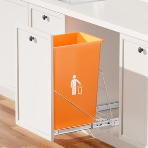 Étagère de rangement moderne pour poubelle <span class=keywords><strong>sous</strong></span> évier avec rails métalliques, glissières robustes pour rangement de cuisine, design multifonctionnel - Product Image 1
