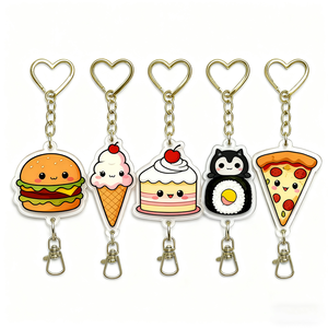 Kawaii Cartoon Food Acrylic Keychains Heart Hook Hamburger Ice Cream Cake Sushi Pizza Bag Charms <b>Kids</b> Gift Wholesale - Product Image 5
