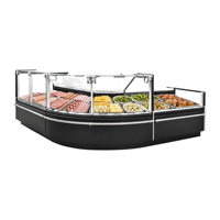 Comptoir réfrigéré pour charcuterie de 2580 mm avec vitre droite, plan de travail en acier inoxydable et réfrigérant R290