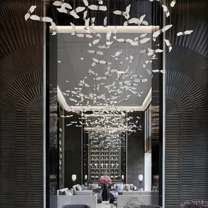 现代玻璃雁鸟大吊灯高天花板装饰酒店别墅鸟吊灯