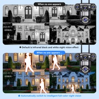 Cámaras de Seguridad CCTV Inalámbricas IP PTZ 4G Wifi de 10K HD con 4 Lentes, 1100000lm 6000W IP66, Lámpara Solar para Jardín y Calle