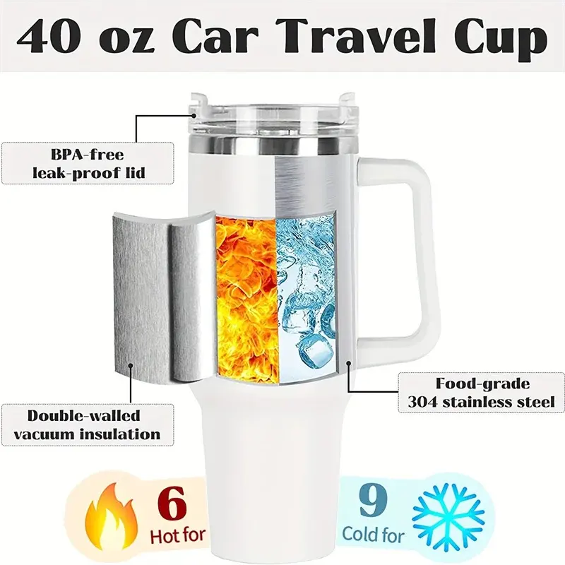 Biểu tượng tùy chỉnh 40oz bia Mug thép không gỉ chân không cách điện Tumbler với xử lý