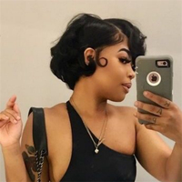 Perruque Pixie Cut en Cheveux Humains, Coupe Courte Bob, Perruque Lace Frontale 13x4, Nœuds Blanchis, Dentelle avec Baby Hair