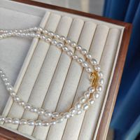 Collier de perles d'eau douce en forme de riz de 6-7 mm, très vendu