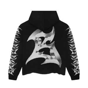 เสื้อฮู้ดดี้ผู้ชายสไตล์ฮิปฮอปสตรีทแวร์ทรงโอเวอร์ไซส์ ผ้าฝรั่งเศสเทอร์รี่ 100% ผ้าฝ้าย พิมพ์ลายด้วยเทคนิค DTG ประดับด้วยคริสตัล - Product Image 2