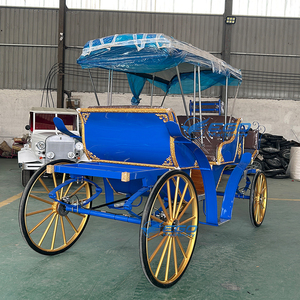 Calèche de tourisme à chevaux, transport spécial, chariot à chevaux personnalisé, calèche de tourisme bleue à grain de bois - Product Image 3