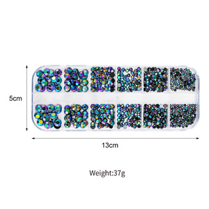 AB Rhinestones 3D reçine Nail Art aksesuarları beyaz renkli Flatback kristal Rhinestones 12 izgaralar uzun şerit tırnak Rhinestones - Product Image 6