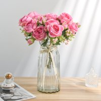 SEASON Bouquet de fleurs artificielles en soie naturelle, 5 têtes de pivoines colorées et roses blanches, pour décoration de mariage