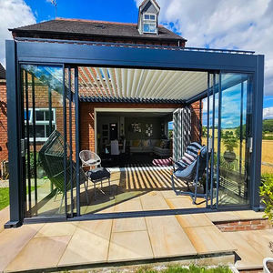 Pérgola <span class=keywords><strong>de</strong></span> Aluminio Personalizada para Exteriores <span class=keywords><strong>con</strong></span> Toldo Ajustable para Patio, Terraza, Jardín, <span class=keywords><strong>con</strong></span> Pared <span class=keywords><strong>de</strong></span> Vidrio Opcional - Product Image 6