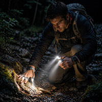 Lampe torche LED pour doigts, mains libres, rechargeable, avec sangle de poignet, pour camping, pêche, randonnée, travaux de réparation en extérieur