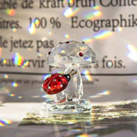 Ornements de bureau en verre cristal en forme d'animaux, petits cadeaux, artisanat champignon de dessin animé, décorations amusantes anti-stress