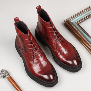 Botines de cuero Balmoral con cordones para hombre, textura lijada a mano, estilo de trabajo de algodón Amish, impermeables, antideslizantes, de especialidad. - Product Image 5