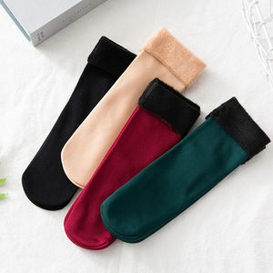 Wholesale Women's Winter Thick Insulation Short <b>Cashmere</b> <b>Socks</b> Nylon Snow Velvet Boot Solid Color High-quality Floor - Product Image 6