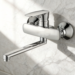 Robinet de baignoire en alliage de zinc avec combinaison eau froide et chaude, double trou, montage mural, universel, pour hôtel, appartement, salle de bain - Product Image 2