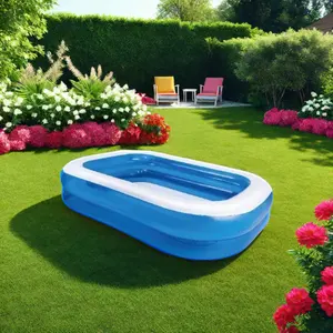 Schlussverkauf individuelles großes 200 × 150 × 51 cm PVC aufblasbares zweiring-schwimmbecken für kinder zum Outdoor-Spaß
