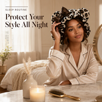 Bonnet de nuit de luxe réglable double couche en peluche avec nœud, imprimé léopard, en satin de soie réversible, pour femme, toutes saisons