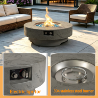Table de feu circulaire au propane AJ Enjoy de 34 pouces, 50 000 BTU, foyer extérieur avec couvercle, pierres décoratives en verre, couvercle résistant aux intempéries