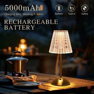 Lámpara de Mesa Inalámbrica al por Mayor, Recargable, Funciona con Batería, 3 Modos de Color, LED Regulable sin Escalonamientos, Táctil, Portátil, de Cristal - Product Image 5