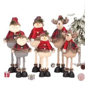 New Christmas decoration new product 80cm long plush retractable Santa Claus snowman doll ornaments manufacturer wholesale
