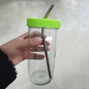 Tasse Boba Tasse Transparent 86mm Large Bouche Mason Jar g 8 Oz Bocal en Verre 66mm 86mm Couvercles en Plastique <span class=keywords><strong>Passoire</strong></span> pour Confiture de Jus de Légumes - Product Image 2