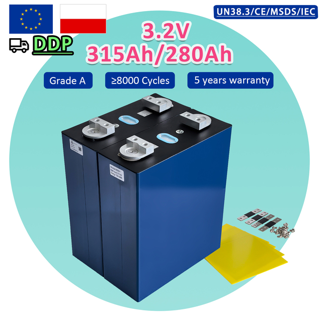 EU Stock Tax Free DDP Brand New 3.2V 315Ah 280Ah Rechargeable Prismatic Lifepo4 Battery Cell for DIY Lithium Battery Pack