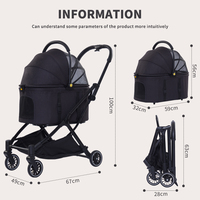 2024 nouveau Design extérieur pliable chariot pour animaux de compagnie avec 4 roues multifonctionnel respirant poussette pour animaux de compagnie chien chat chariot