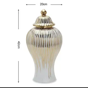 Modern Unique Ceramic Wedding Flower Vase com tampa Big Porcelain Style Tabletop Vase para Home Decor