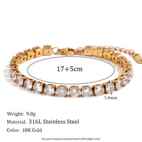 Bracelet Classique Tendance en Acier Inoxydable pour Femme, Chaîne Tennis CZ 3/4/5MM Réglable, Effet Givré, Ne Se Décolore Jamais, Argenté, avec Chaîne d'Extension