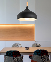 Suspension moderne minimaliste en métal noir mat à intensité variable CCT pour îlot de cuisine, salle à manger, restaurant