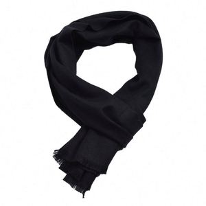 Cross Border Otoño/Invierno Cachemira Bufanda Hombres Monocromo Doble cara Hilo teñido Chal - Product Image 5