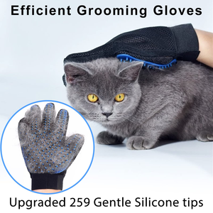 New Upgrade 259 Tips Pet Grooming Gloves Silicone Deshedding <b>Bath</b> Brush Glove Efficient Pet Hair Remover Mitt Gloves for <b>Dog</b> Cat - Product Image 2