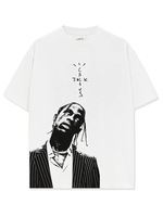 T-shirt personnalisé de haute qualité avec logo Cactus Jack écrit à la main, motif Hip Hop, coupe oversize, manches courtes